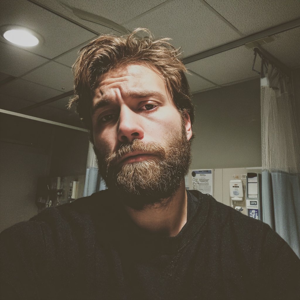 A concerned man wearing a black sweater | Source: Midjourney