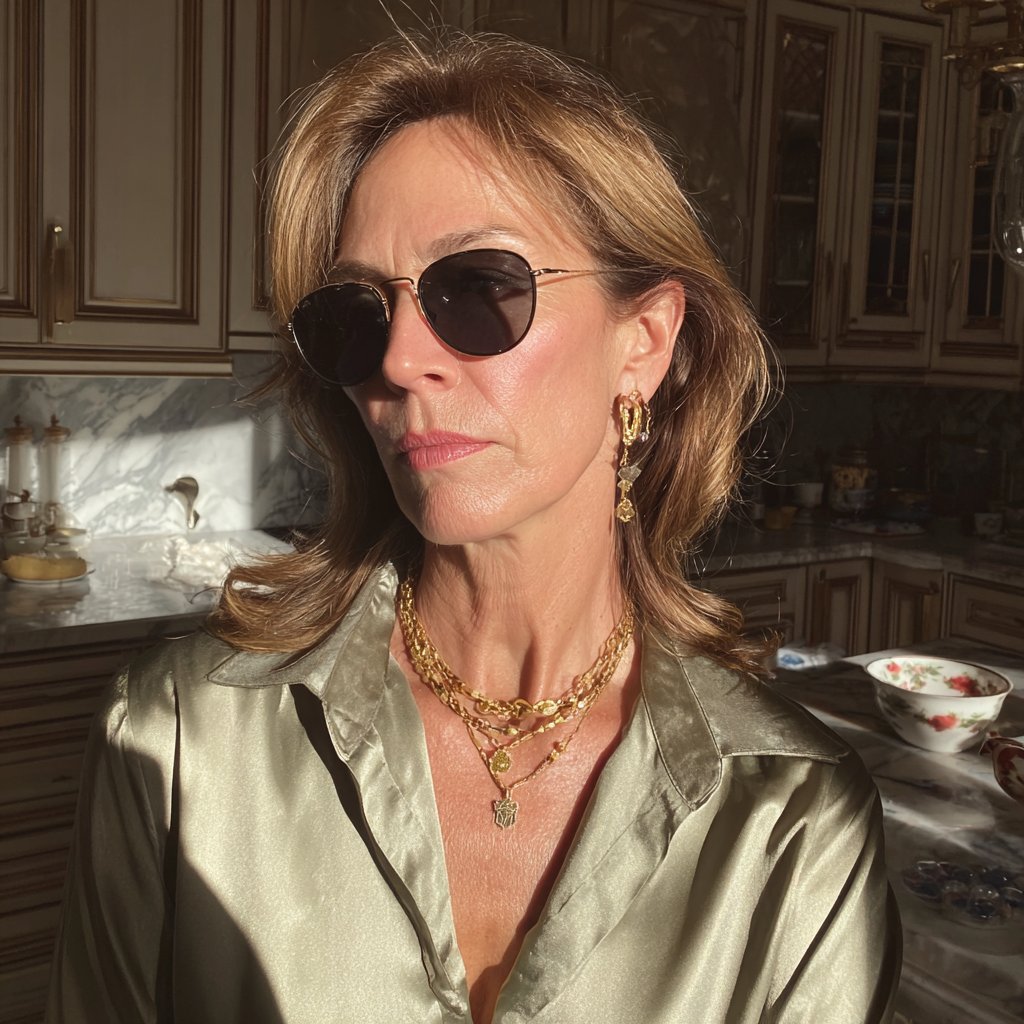 An annoyed older woman wearing sunglasses | Source: Midjourney