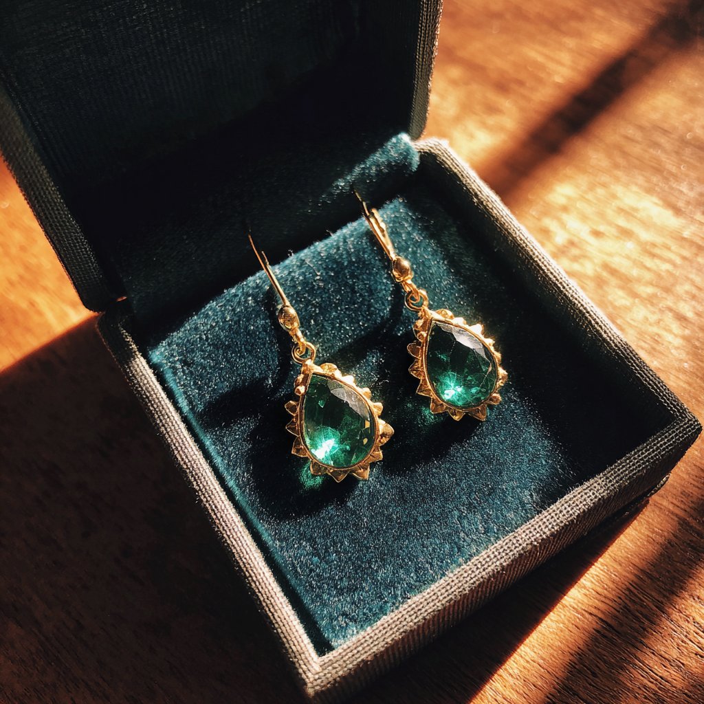 A pair of emerald earrings | Source: Midjourney