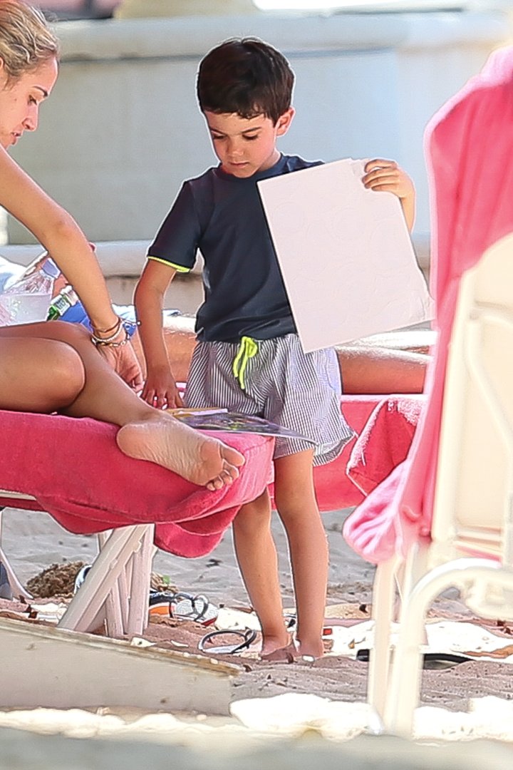 Eric Cowell seen playing with his nanny outside Sandy Lane Hotel on December 28, 2018, in Barbados. | Source: Getty Images
