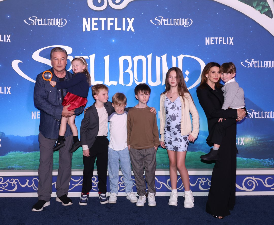 Alec and Hilaria Baldwin with their children at the premiere of