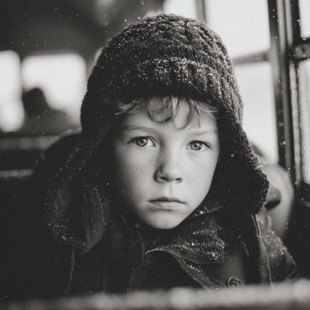 A sad boy sitting on a bus | Source: Midjourney