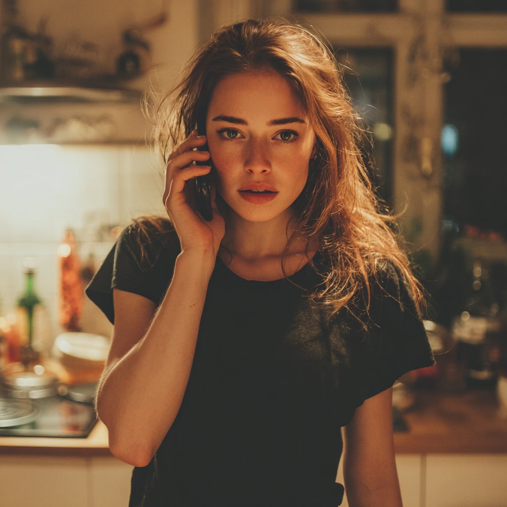A concerned woman talking on a phone | Source: Midjourney