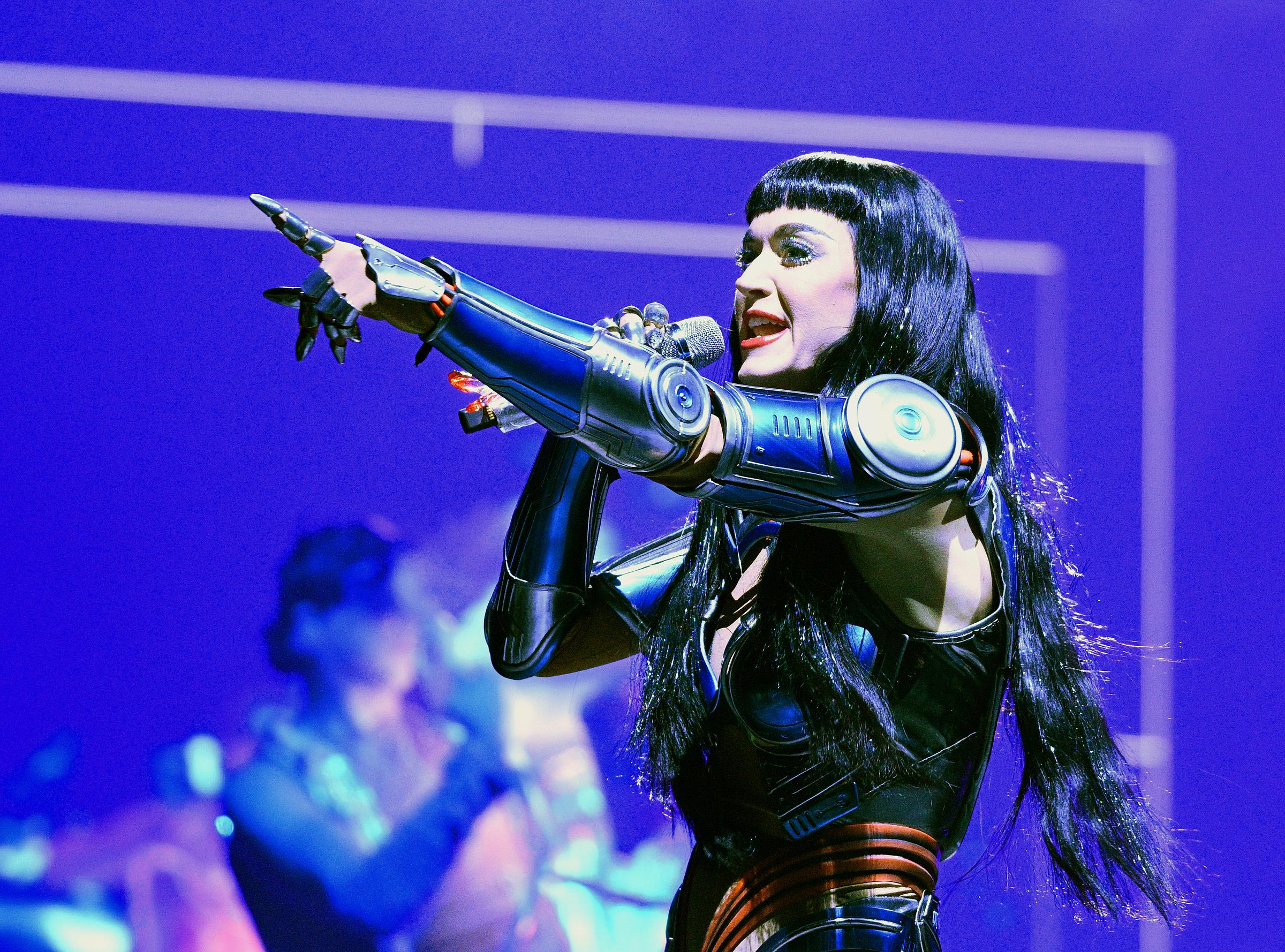 Katy Perry performs during The Lifetimes Tour at The O2 Arena in London on October 13, 2025 | Source: Getty Images