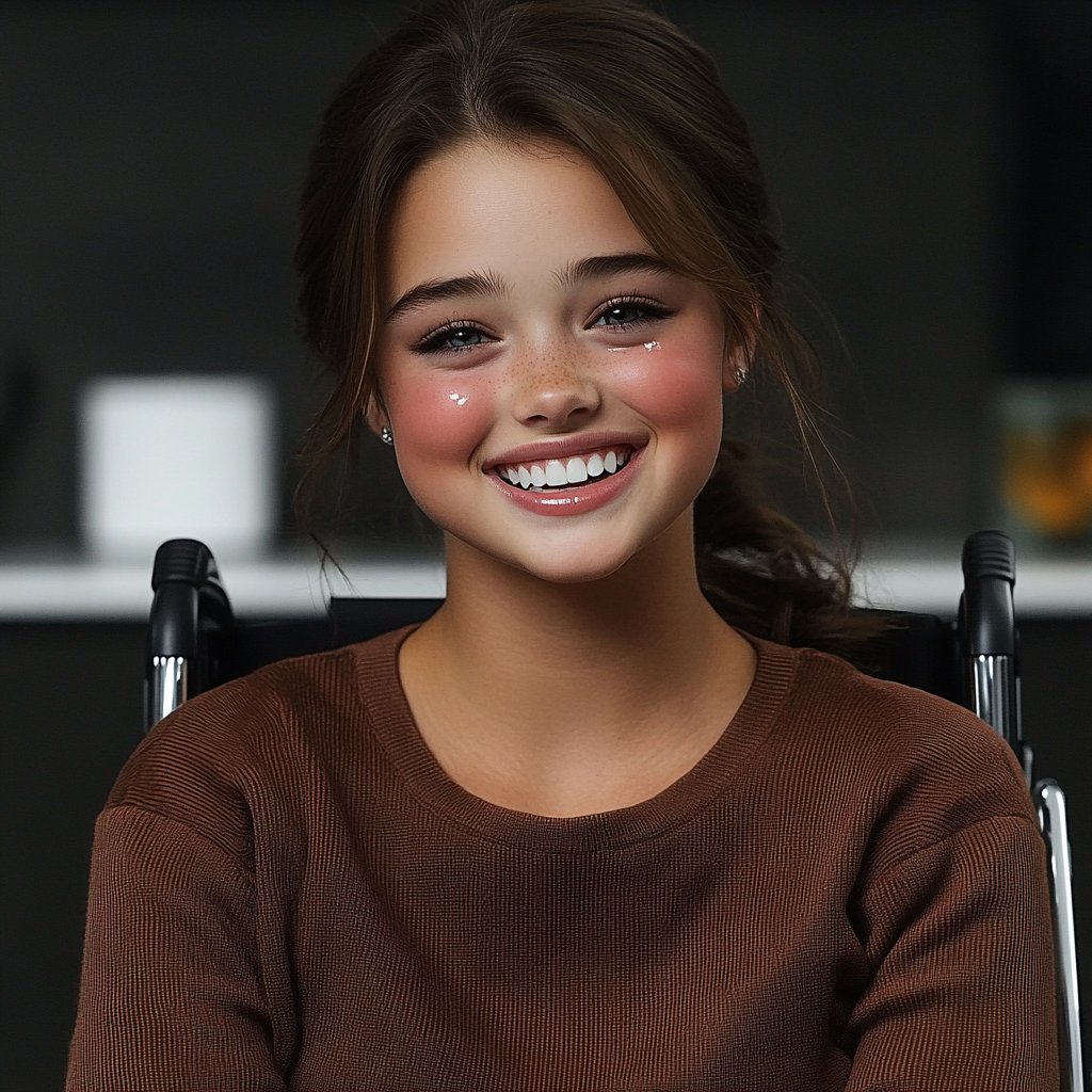 An emotional woman smiling | Source: Midjourney