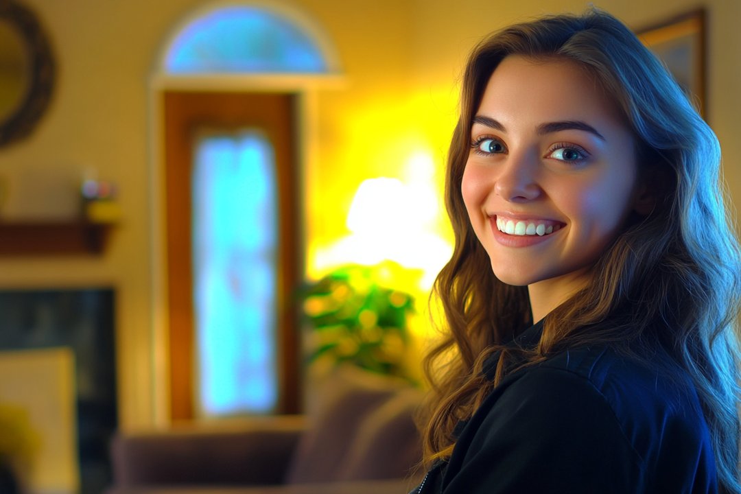 An optimistic woman in her home | Source: Midjourney