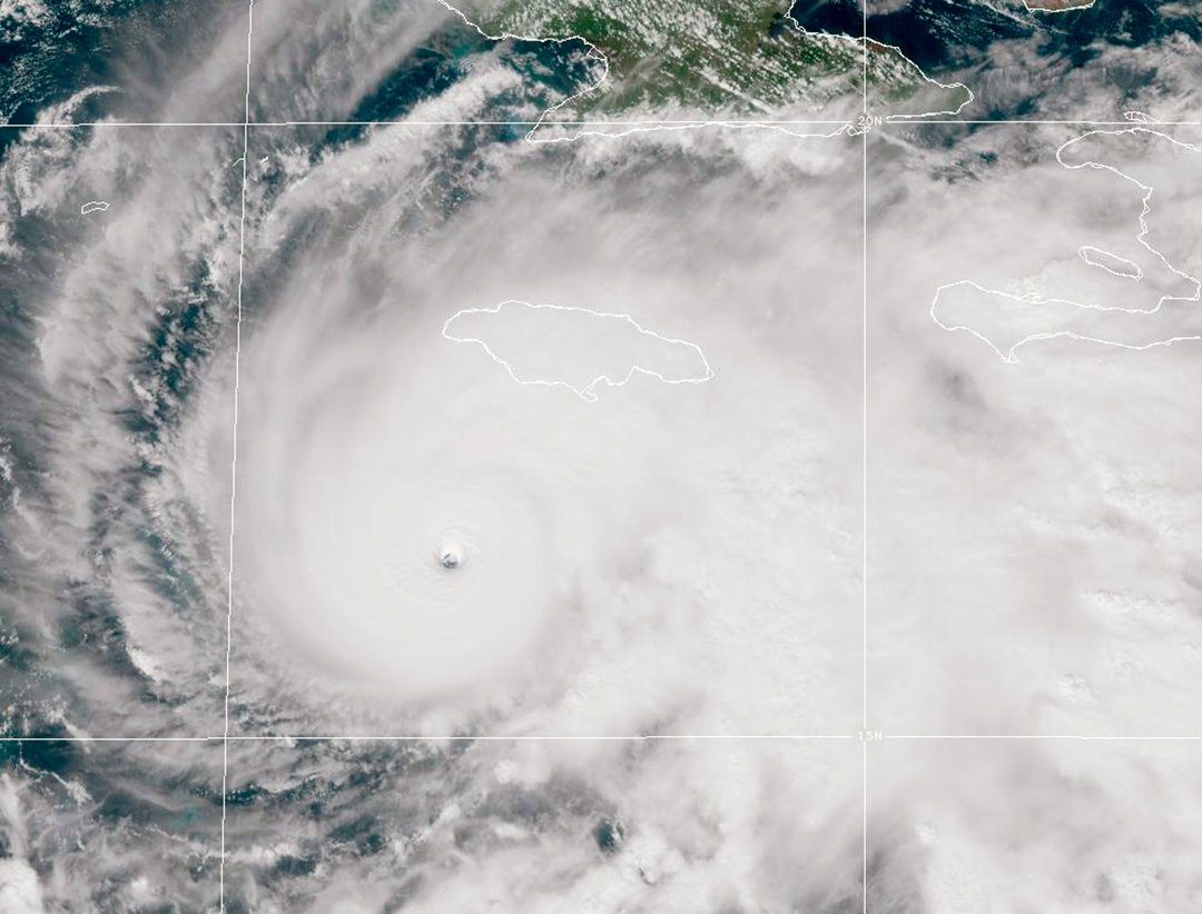 A satellite image of Hurricane Melissa provided by the National Oceanic and Atmospheric Administration (NOAA) on October 27, 2025. | Source: Getty Images