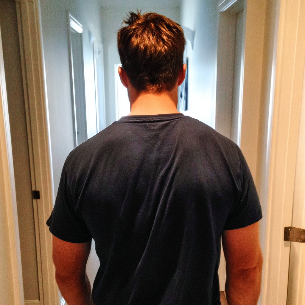 A man walking down a hallway | Source: Midjourney