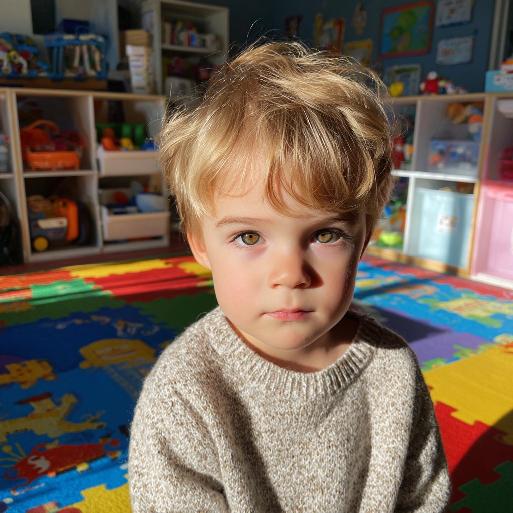 A little boy sitting on a mat | Source: Midjourney