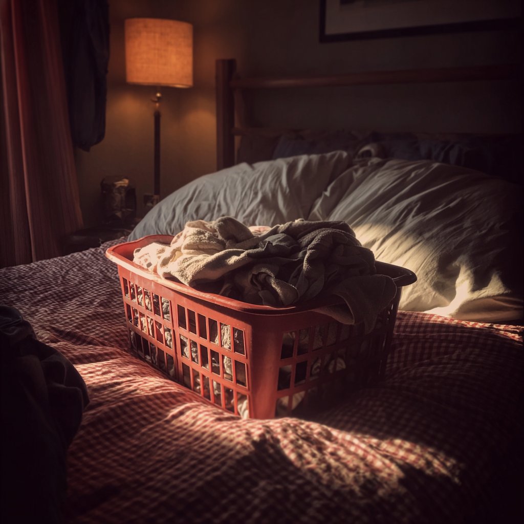 A laundry basket on a bed | Source: Midjourney