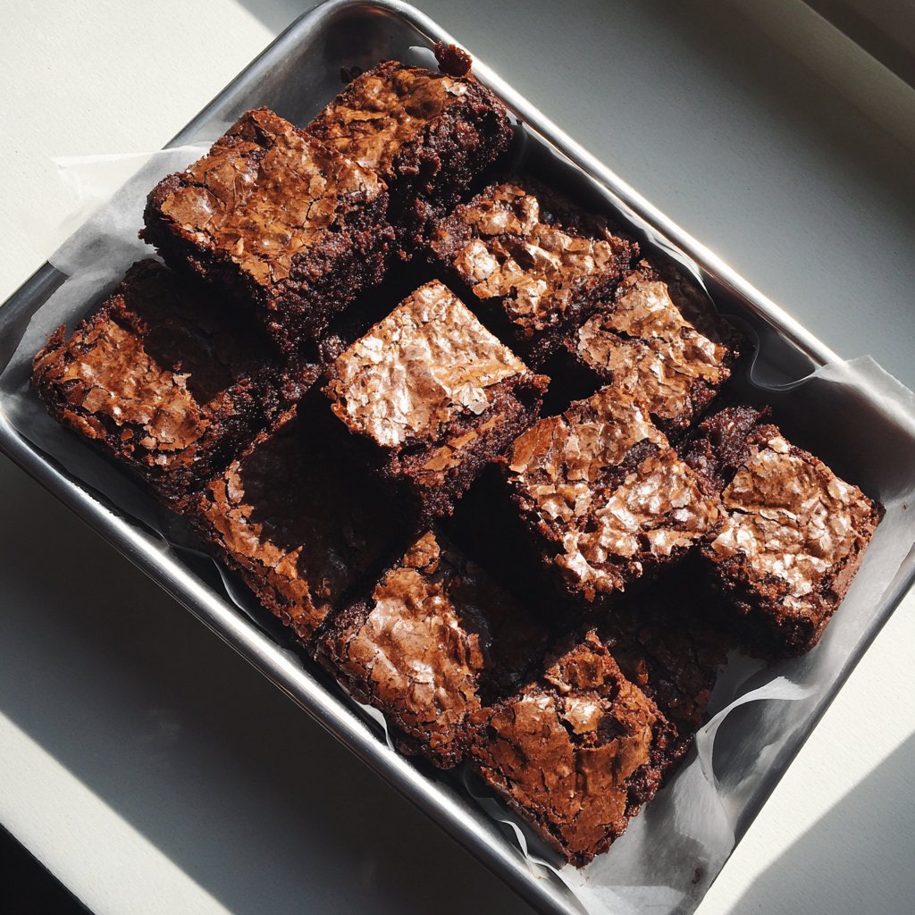 A tray of chocolate brownies | Source: Midjourney