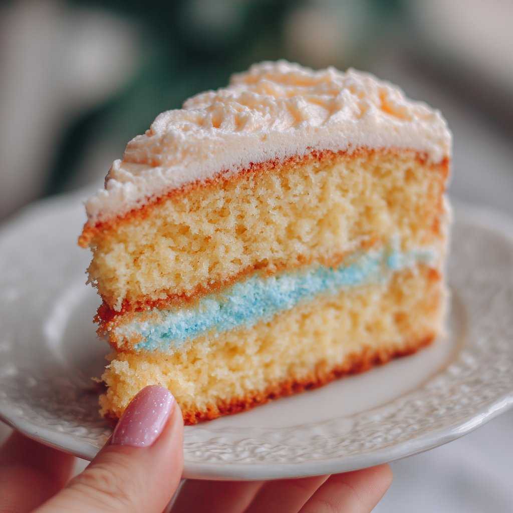 A woman's hand holding up a piece of cake | Source: Midjourney