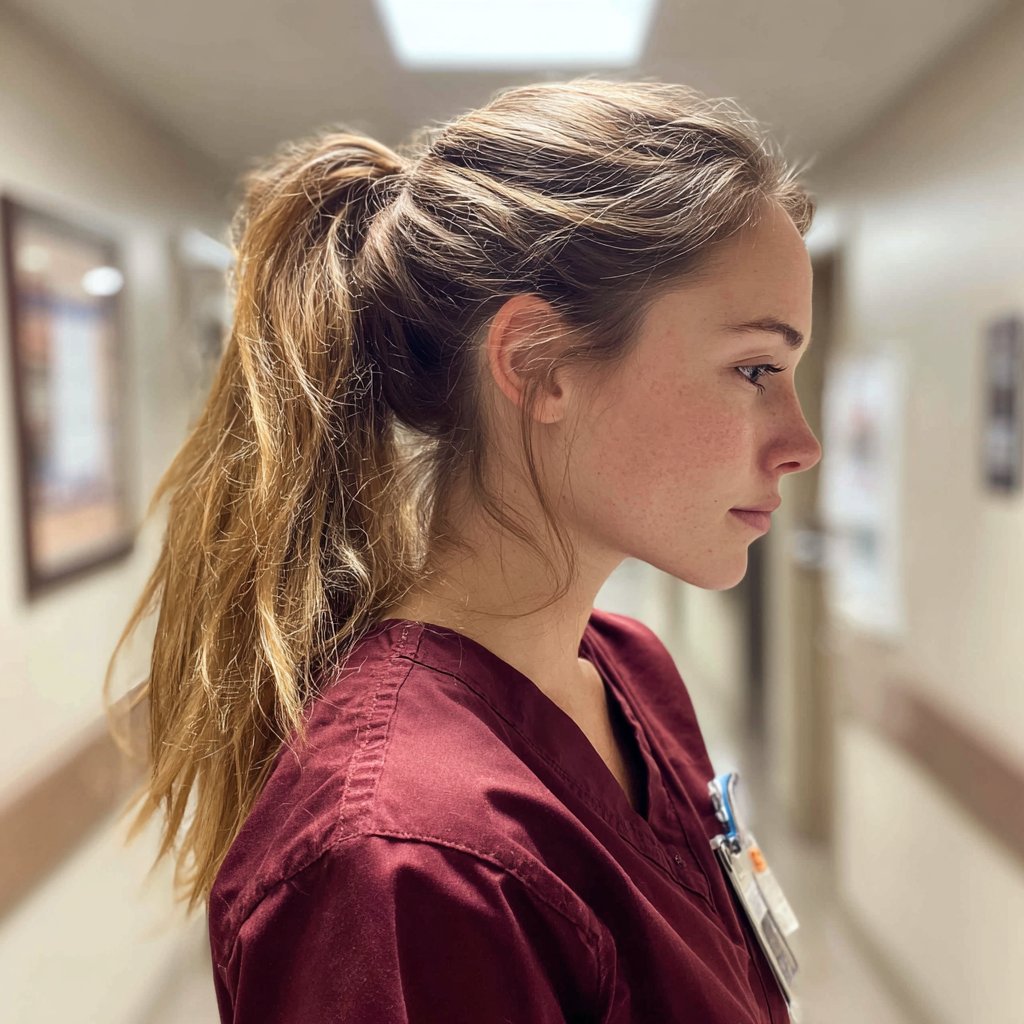 A nurse standing in a hospital hallway | Source: Midjourney