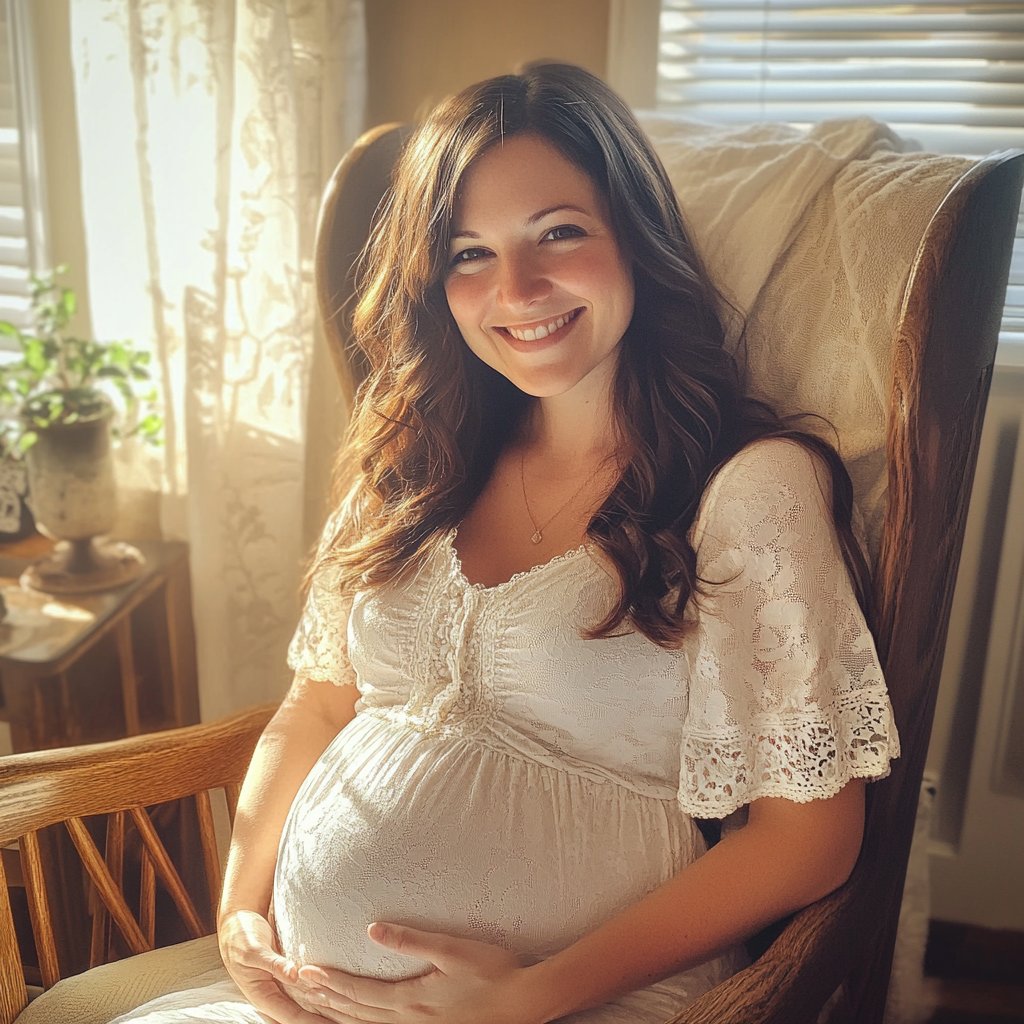 A smiling woman sitting in a rocking chair | Source: Midjourney