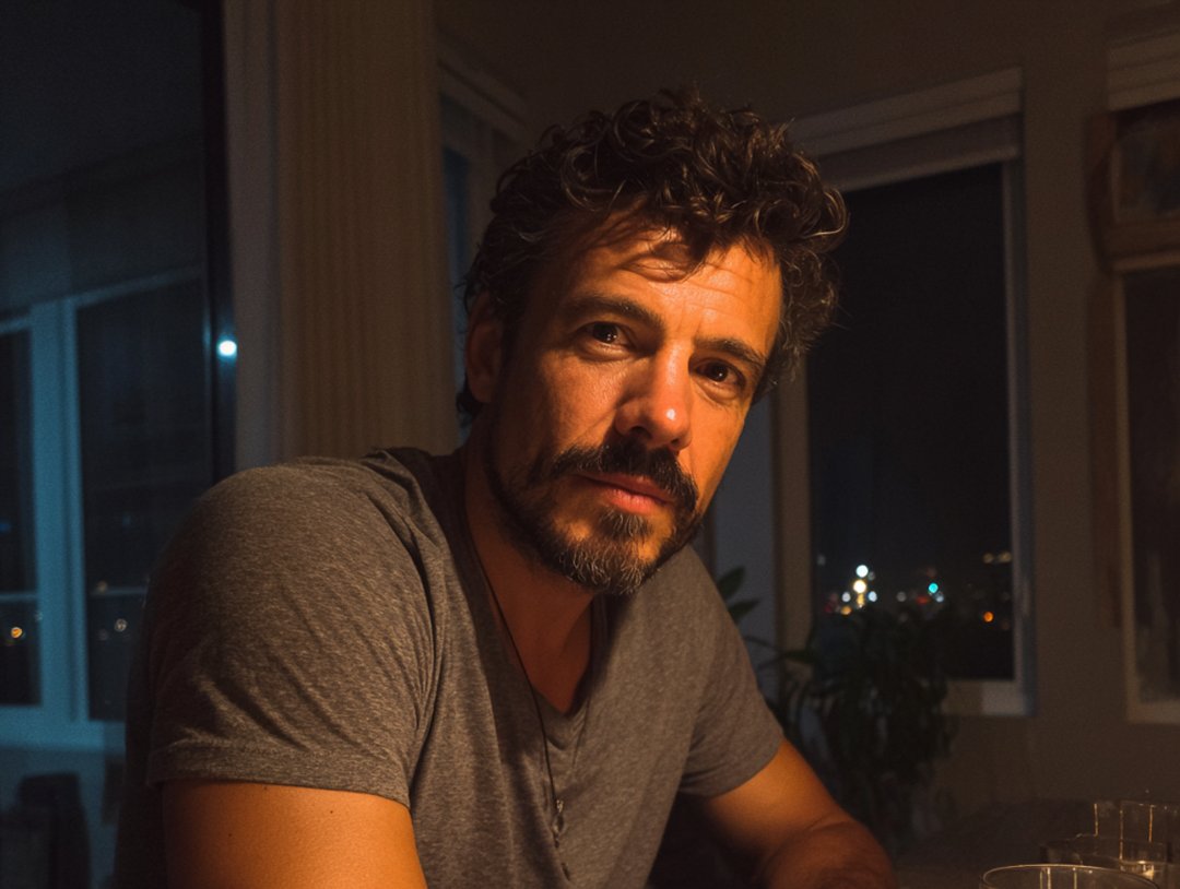 A man sitting at a dinner table | Source: Midjourney