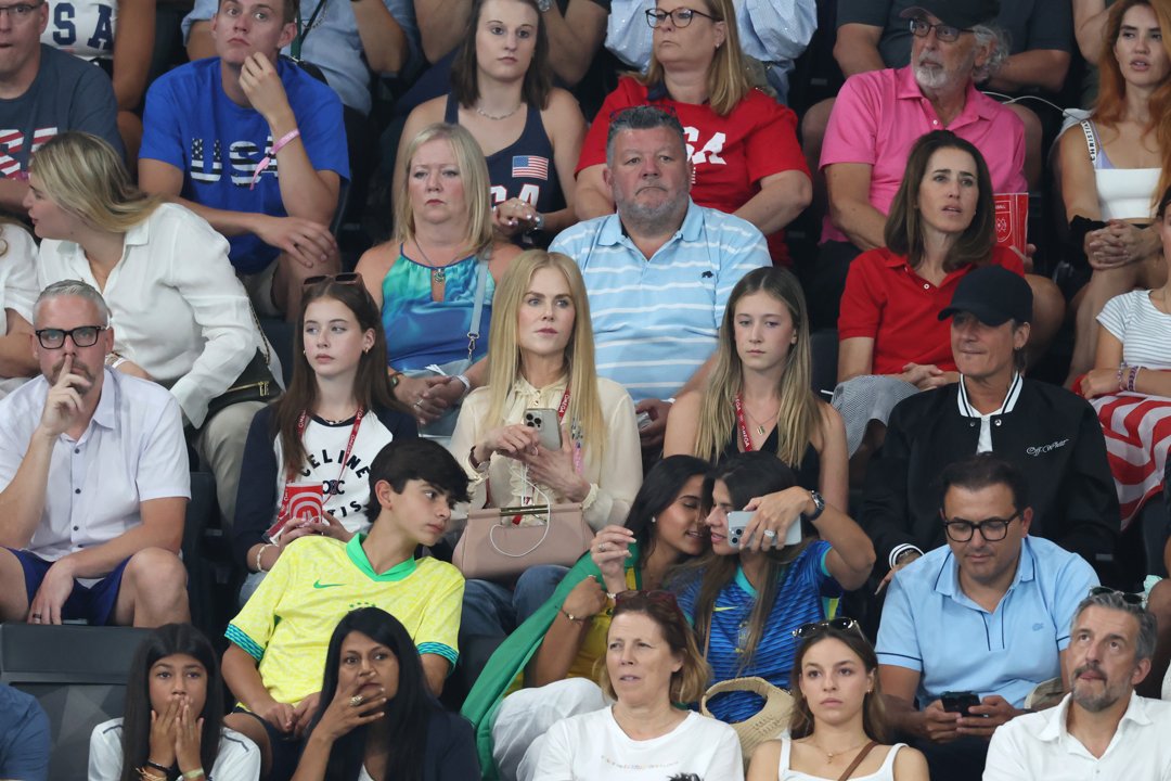 Faith Margaret Kidman Urban, Nicole Kidman, Sybella Hawley, and Keith Urban at the Artistic Gymnastics Women's Team Final of the Olympic Games Paris on July 30, 2024, in France | Source: Getty Images