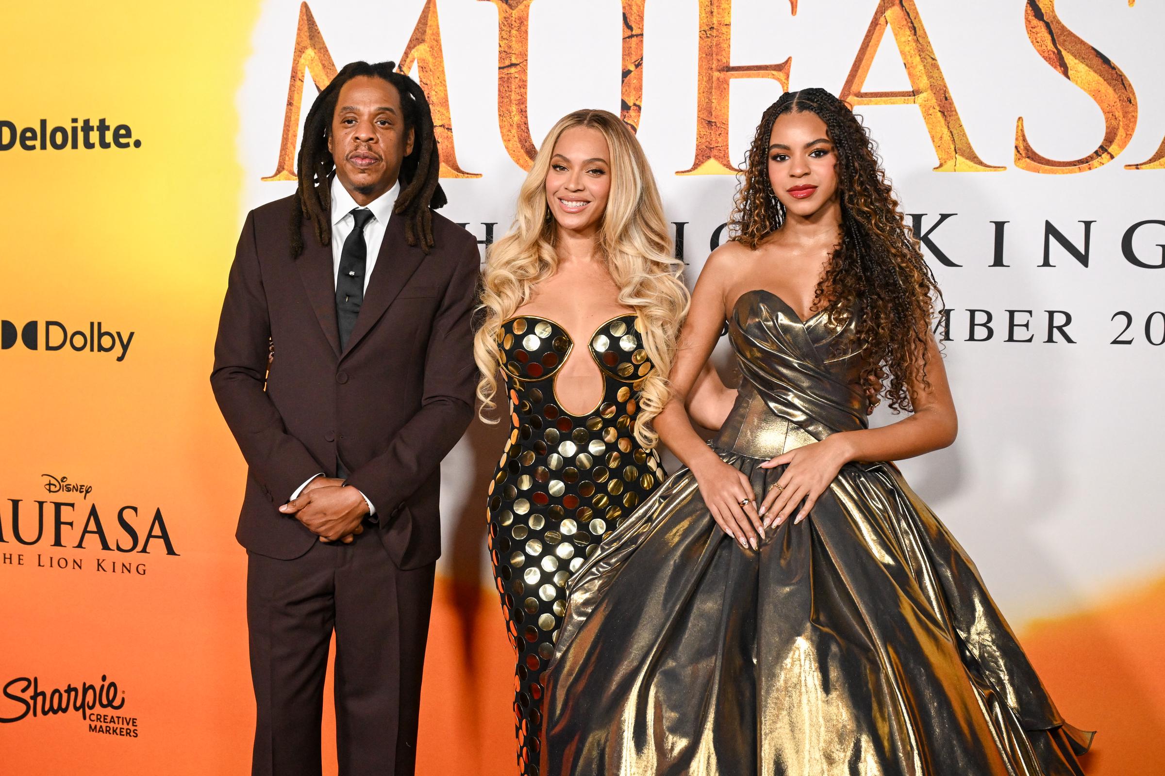 Jay-Z Carter, Beyoncé Knowles-Carter, and Blue Ivy Carter at the Los Angeles premiere of