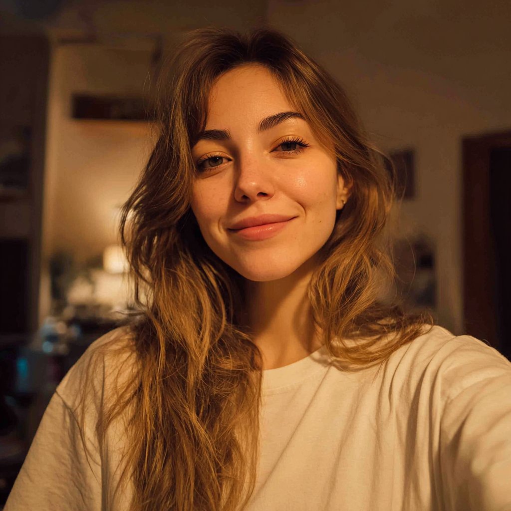 A smiling woman standing in a living room | Source: Midjourney