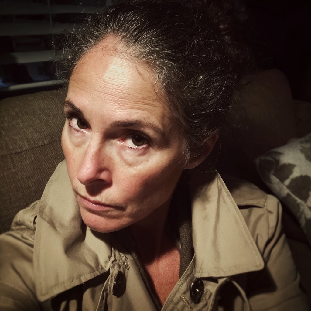 An older woman sitting on a couch | Source: Midjourney