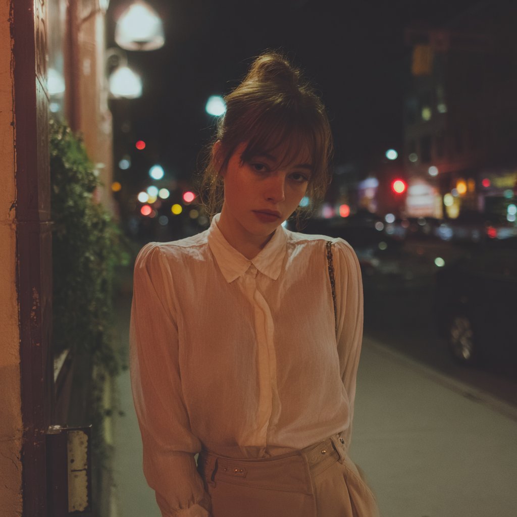 An emotional woman standing on a sidewalk | Source: Midjourney