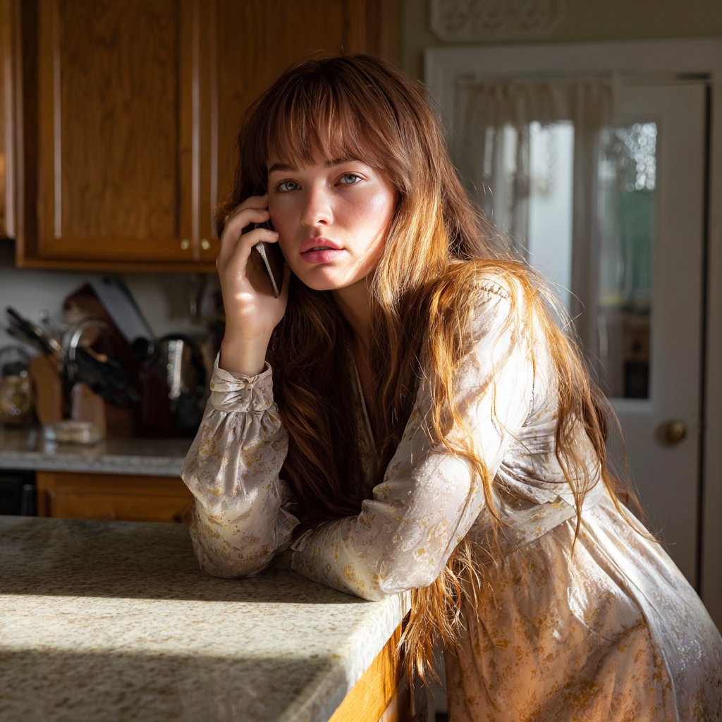 A woman talking on a phone | Source: Midjourney