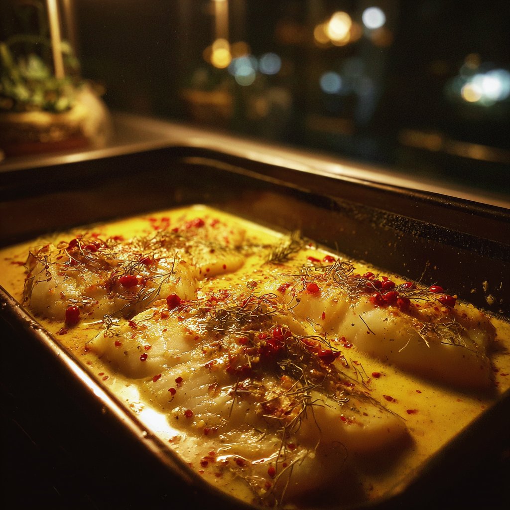 A tray of food on a kitchen counter | Source: Midjourney