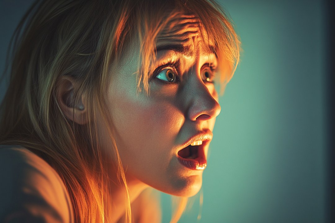 Side shot of a startled woman | Source: Midjourney
