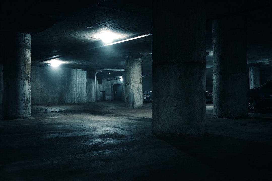 A dark parking lot | Source: Midjourney