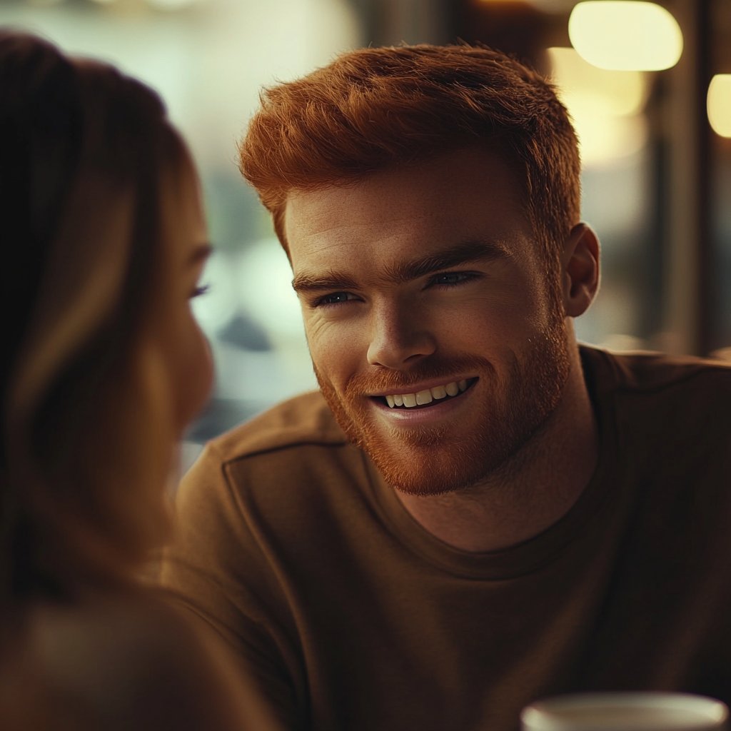 A man looking at a woman and laughing | Source: Midjourney