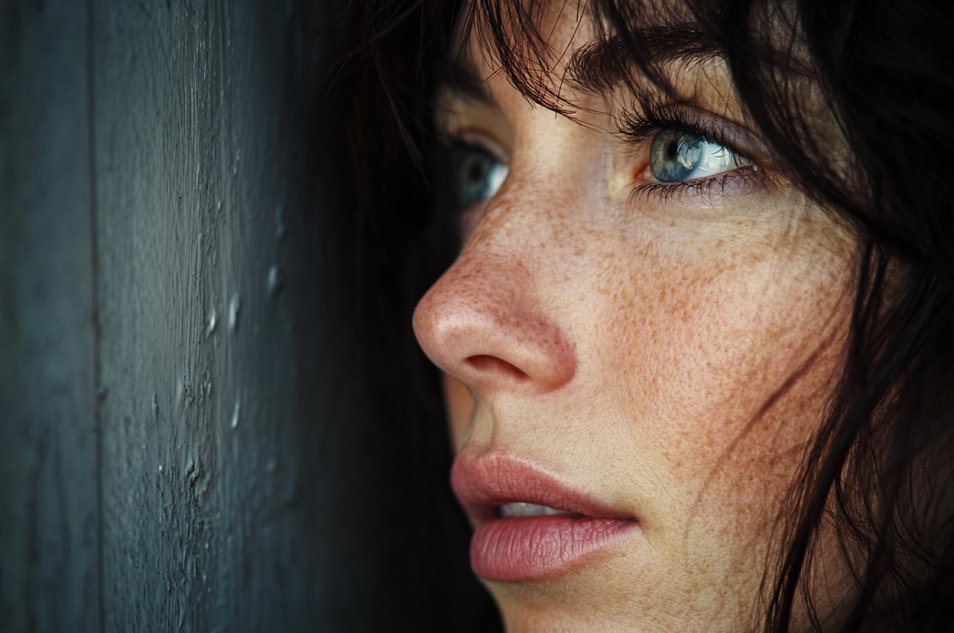Portrait of a woman near a door | Source: Midjourney