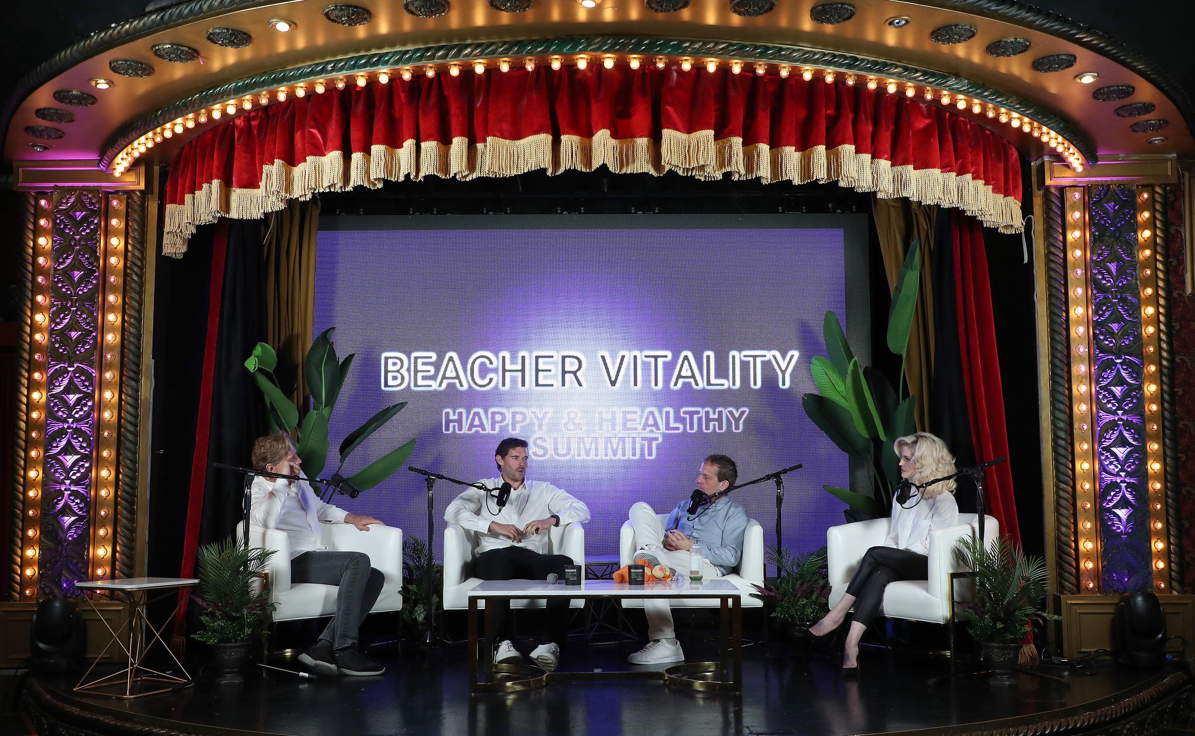 Christopher Schwarzenegger, Dr. Robert Huizenga, Jeff Beacher and Kelly Osbourne at the Inaugural Beacher Vitality Happy & Healthy Summit. | Source: Getty Images