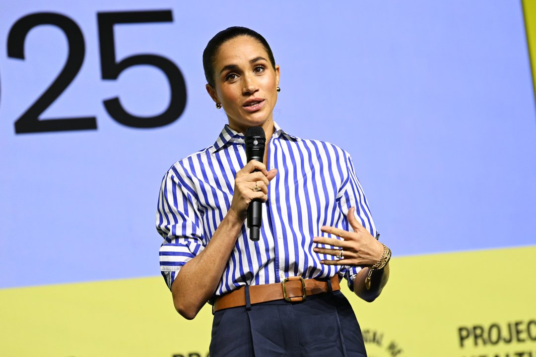 Meghan Markle addressing the audience at Project Healthy Minds' World Mental Health Day Festival. | Source: Getty Images