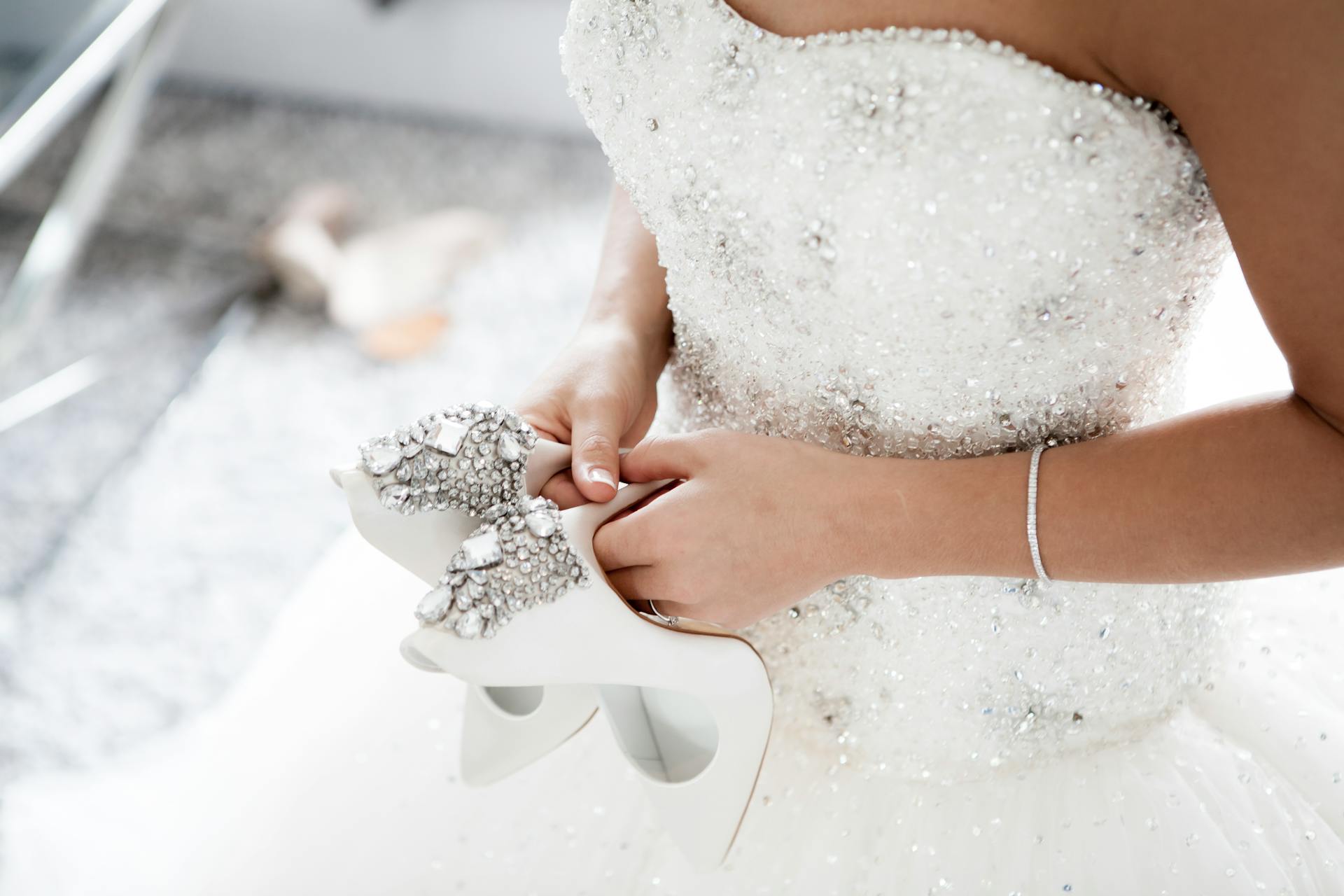 A close-up shot of a bride's dress | Source: Pexels