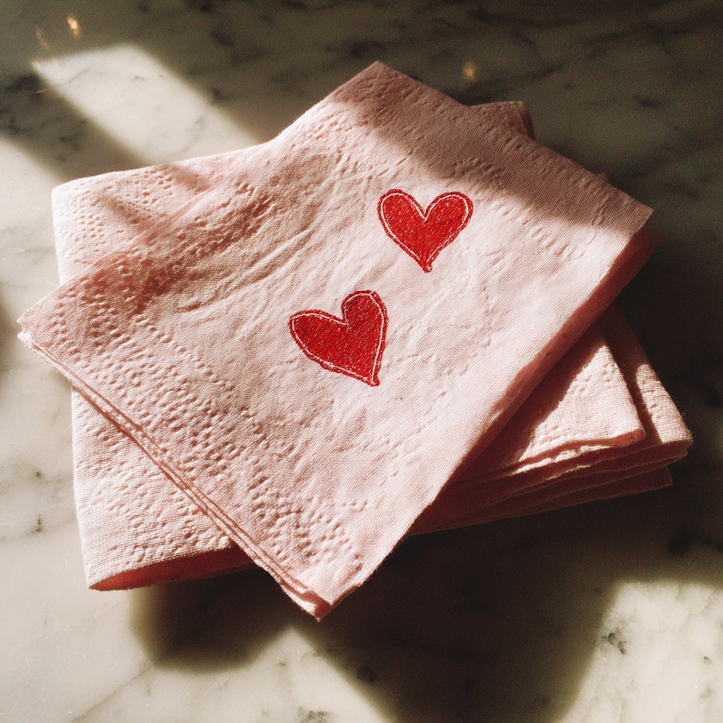 Red hearts on a pink napkin | Source: Midjourney