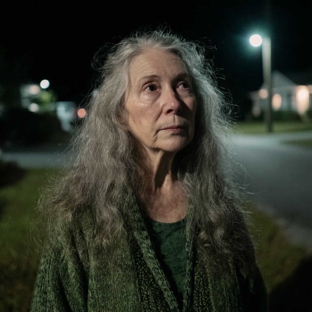 An old woman standing in a driveway | Source: Midjourney