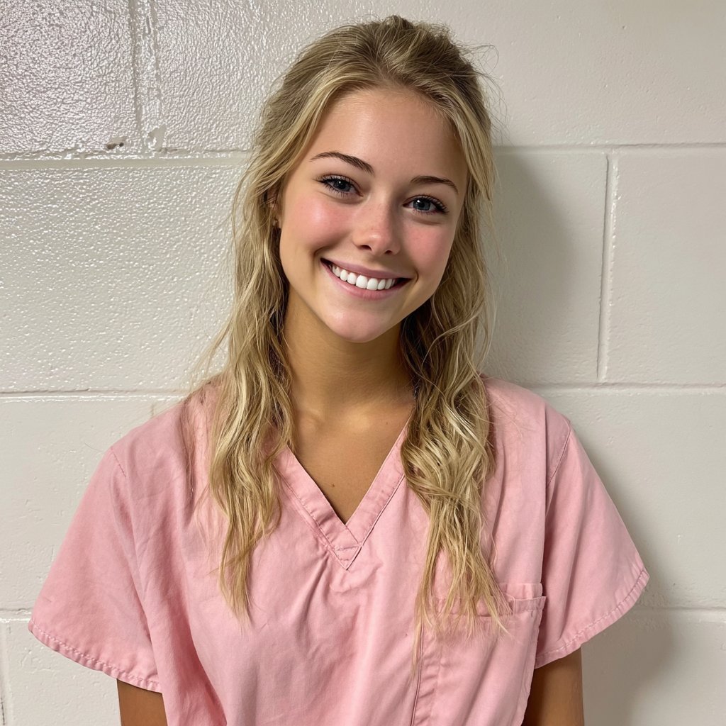A young woman wearing pale pink scrubs | Source: Midjourney