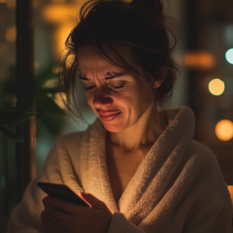 A woman on her phone | Source: Midjourney