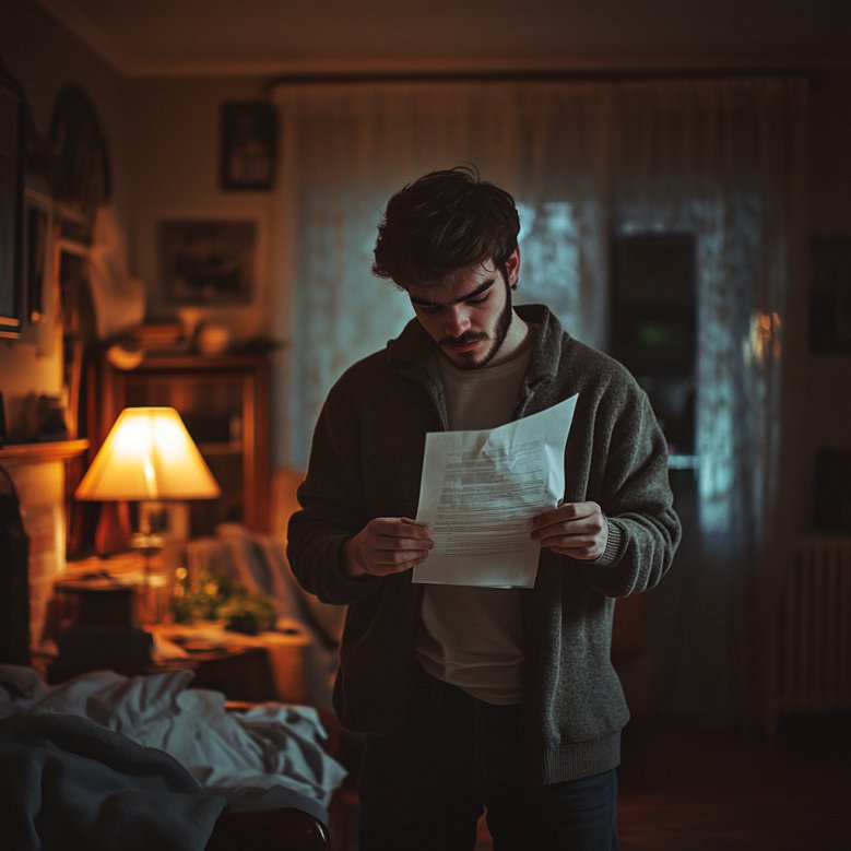 A shocked man looking at a list | Source: Midjourney