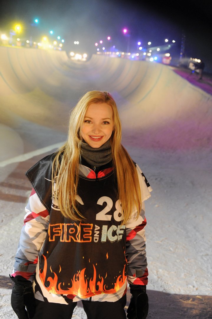 Dove Cameron on the set of