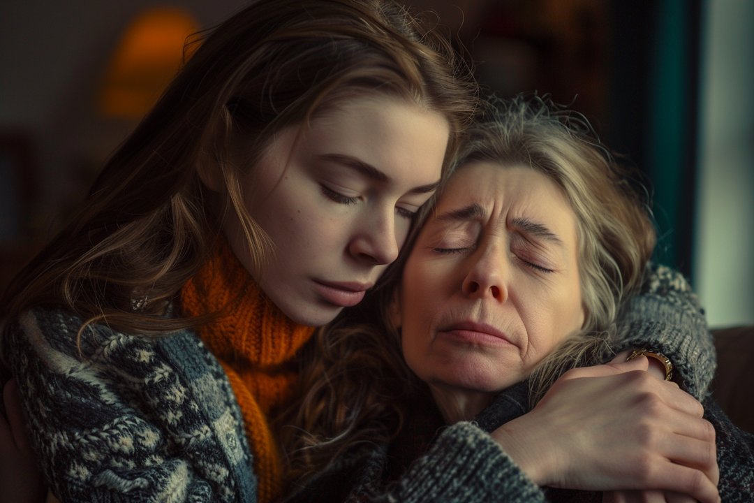 Young girl in graduation attire posing with older man | Source: Midjourney
