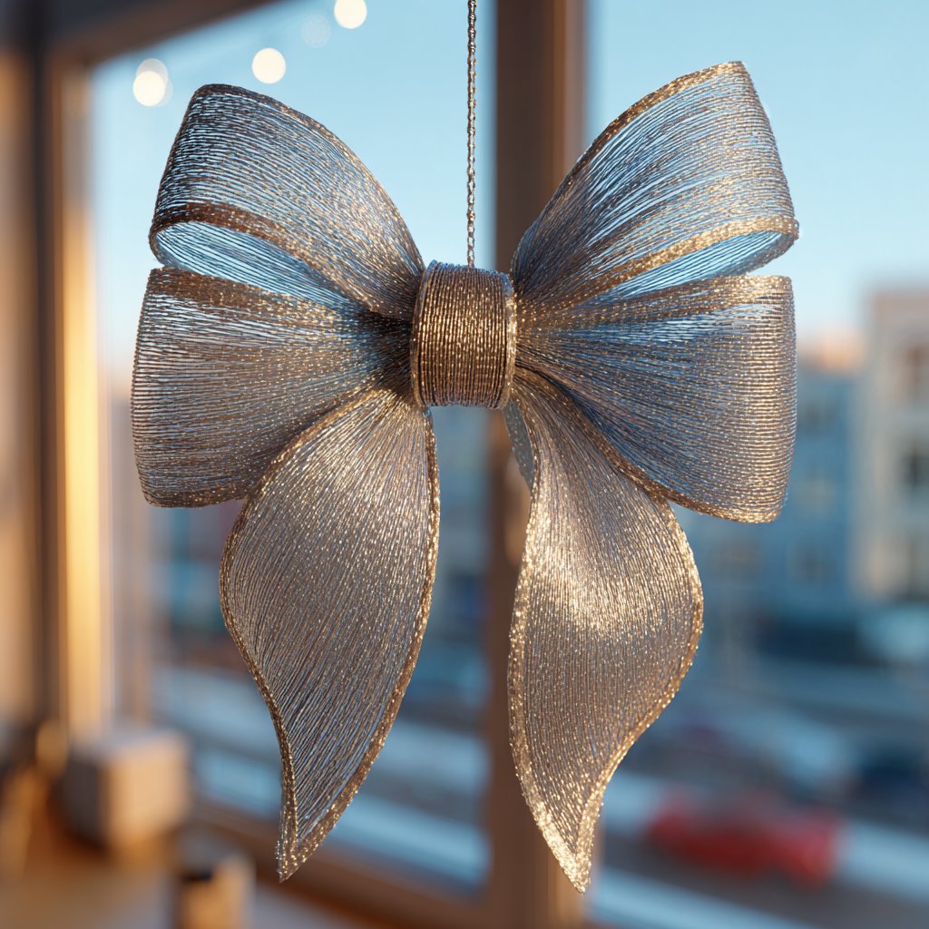 A silver bow hung near the window | Source: Midjourney