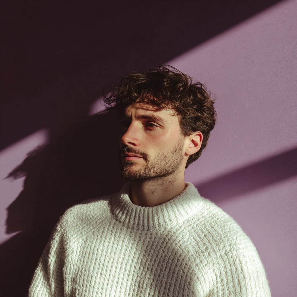 A pensive man wearing a white sweater | Source: Midjourney