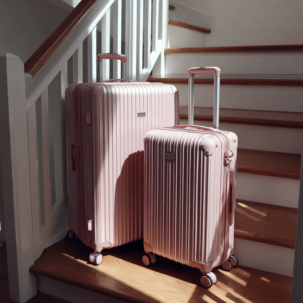 Two packed suitcases on a staircase | Source: Midjourney