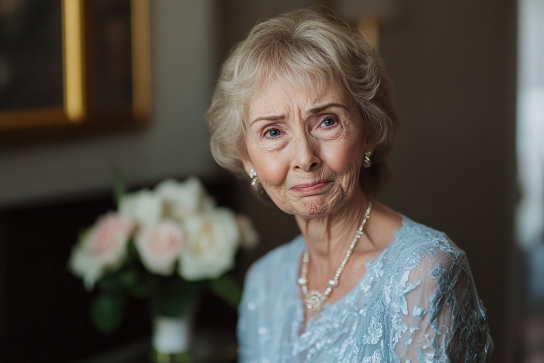 A woman holding back tears | Source: Midjourney