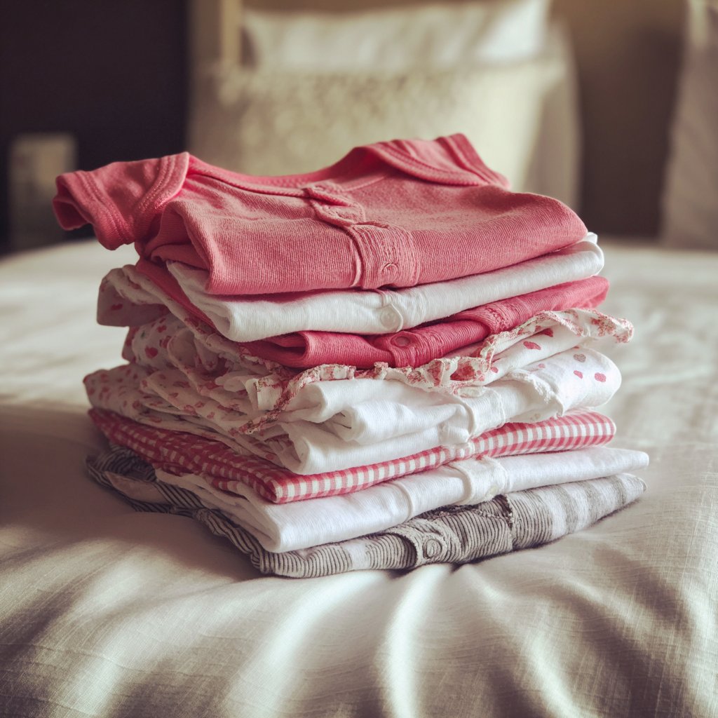 A pile of baby clothes | Source: Midjourney