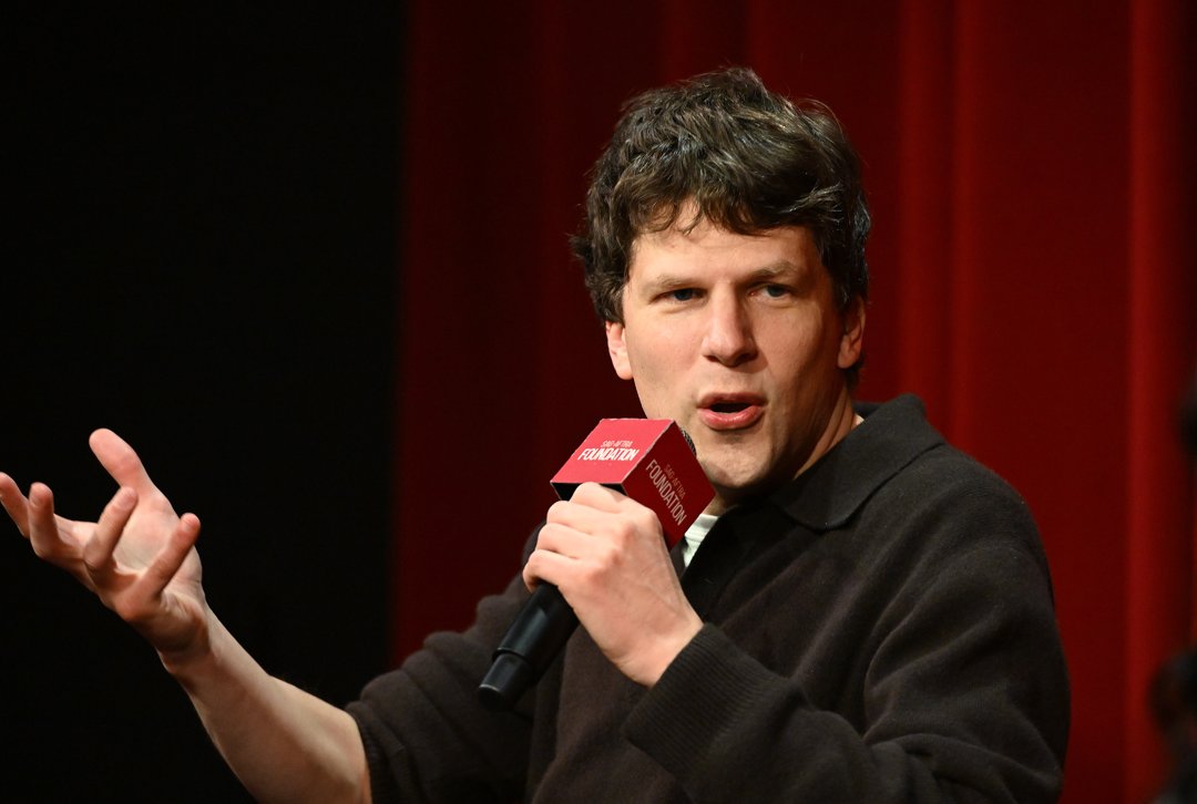 Jesse Eisenberg speaking during a screening and Q&A session for 