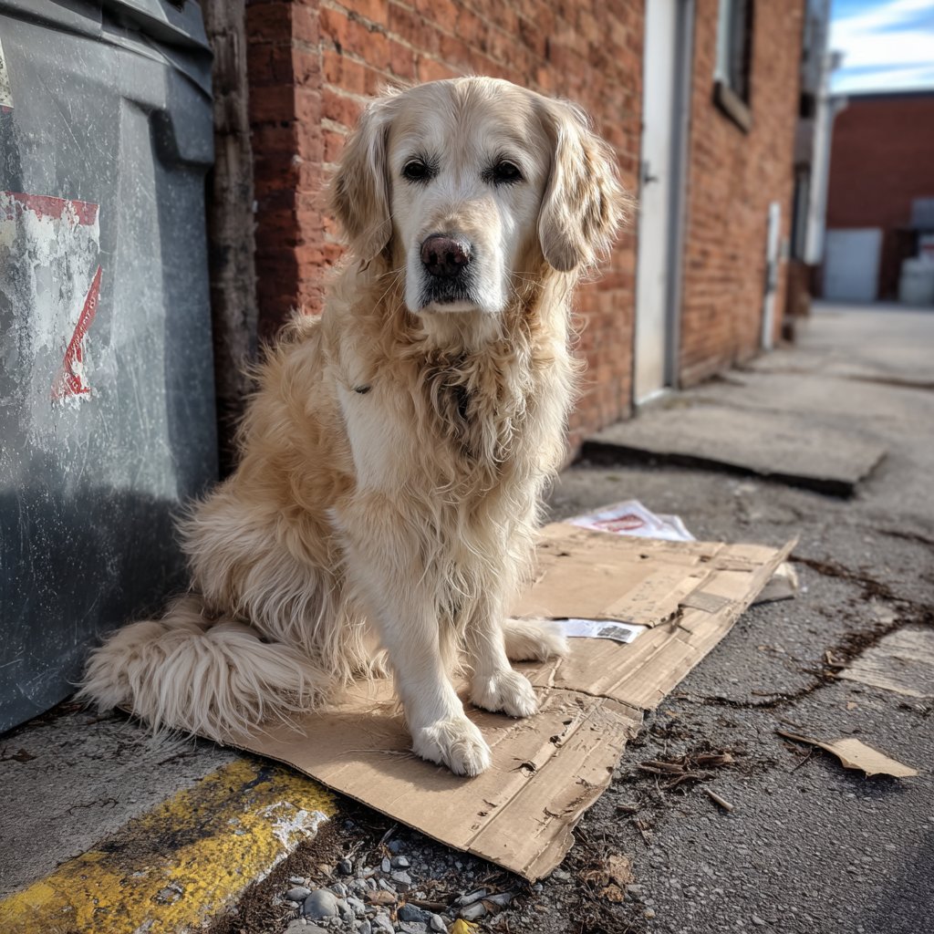 A dog sitting next to a dumpster | Source: Midjourney