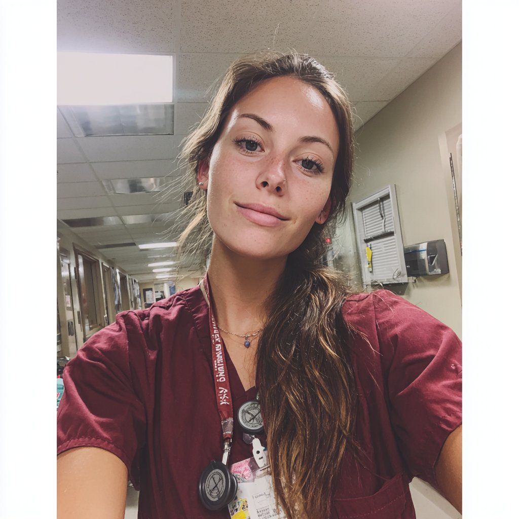 A smiling nurse standing in a hospital | Source: Midjourney