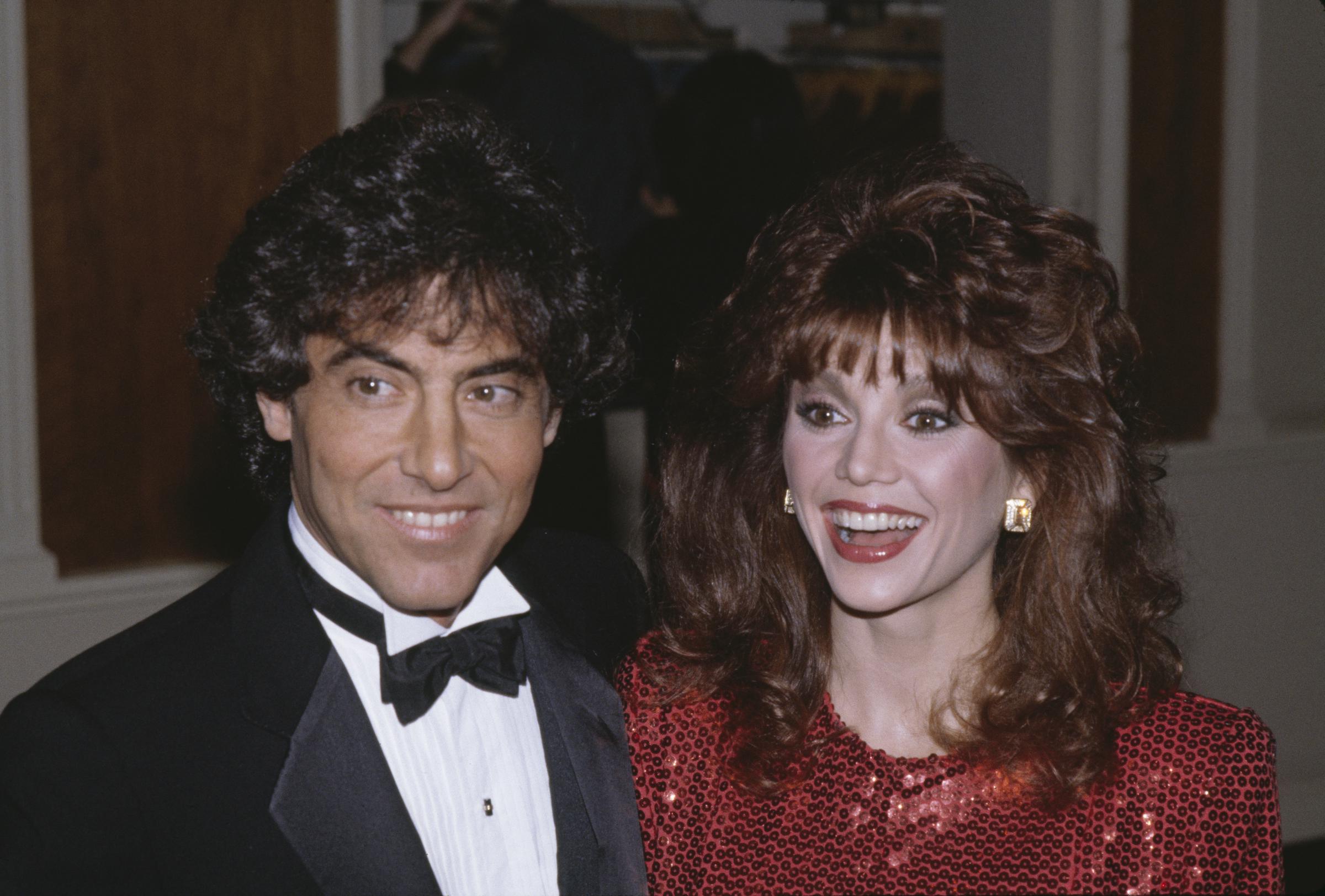 Harry Glassman and Victoria Principal at the 40th Annual Golden Globe Awards in Beverly Hills, California, on January 29, 1983 | Source: Getty Images