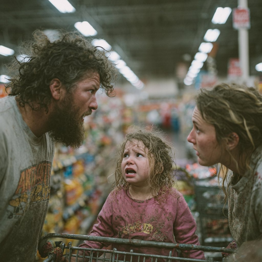 A couple arguing while their daughter cries | Source: Midjourney